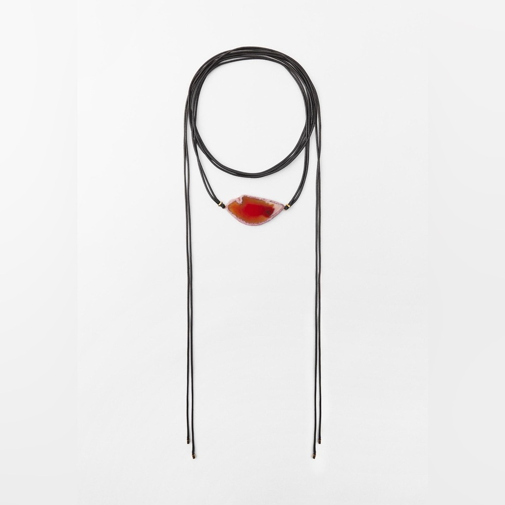 Zara long cord stone orange necklace